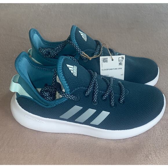 Adidas Cloudfoam Pure SPW kids shoes ID5907 in Teal Blue Size 1 1/2 Youth - Picture 1 of 8